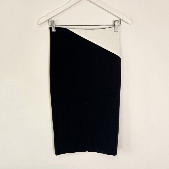 Alice + Olivia Employed Black and White Stretch Knit Pencil Skirt - Picture 1 of 8